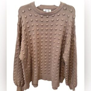 She + Sky Textured Taupe Sweater Women’s Size Large
